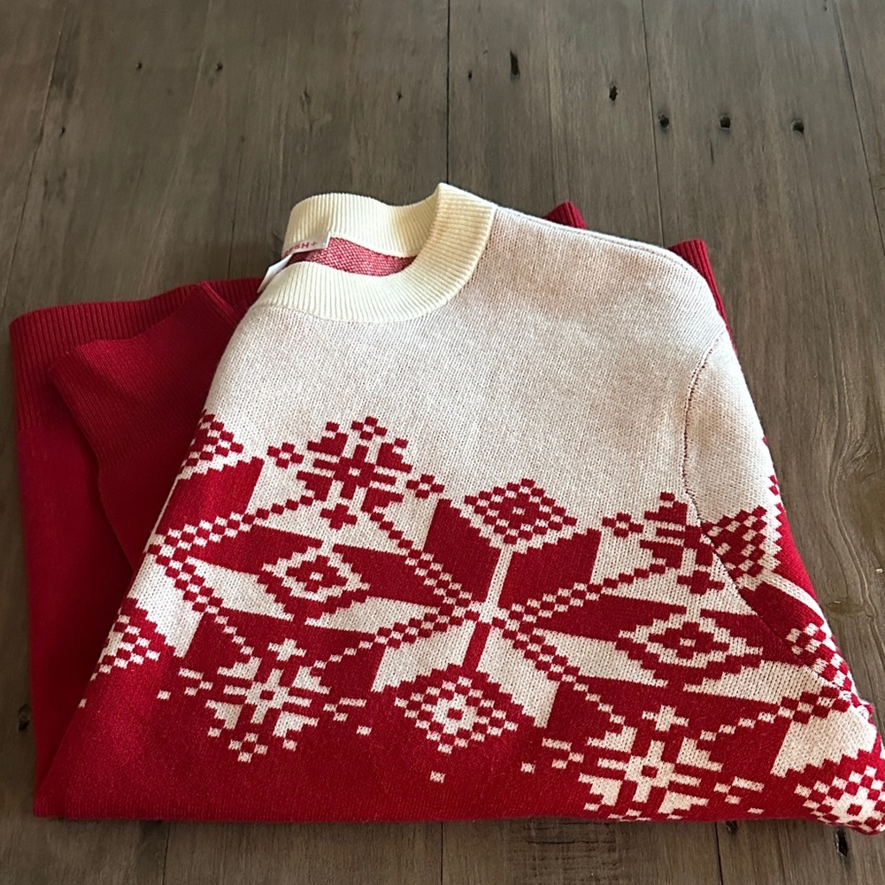 Joe Fresh Red and White Snowflake Sweatshirt